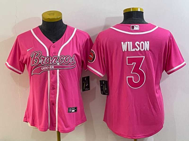 Women's Denver Broncos #3 Russell Wilson Pink With Patch Cool Base Stitched Baseball Jersey,We sell and wholesale Women's Denver Broncos #3 Russell Wilson Pink With Patch Cool Base Stitched Baseball Jersey on line form chian!